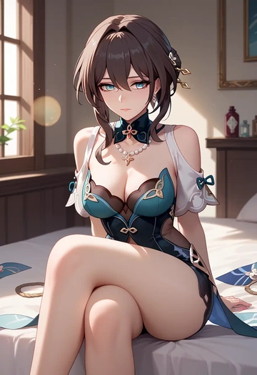 star rail,ruan mei,leather,shorts  - AI generated anime art